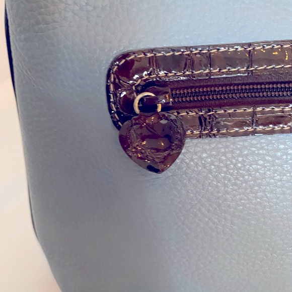 Powder Blue Brighton purse w/brown patent trim. - Picture 5 of 14